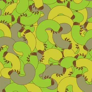 Army pattern seamless Beetle larva. Military Bug caterpillar background. Magg イラスト素材