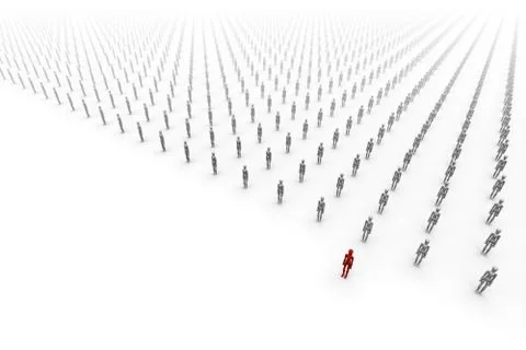 Army Of People, One Red Illustrazione stock