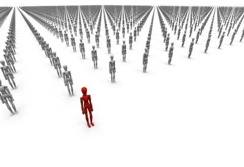 Army Of People, One Red Illustrazione stock