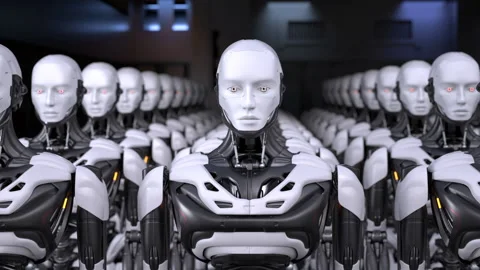 Army of robot workers Stock Footage 148905668