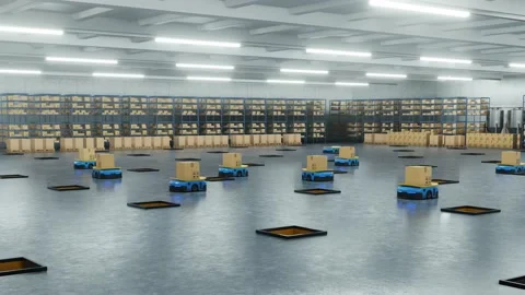 An army of robots efficiently sorting hundreds of parcels per hour 動画素材 203934856