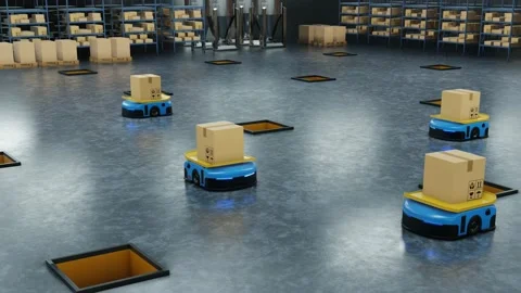 An army of robots efficiently sorting hundreds of parcels per hour(Automated 動画素材 203934903