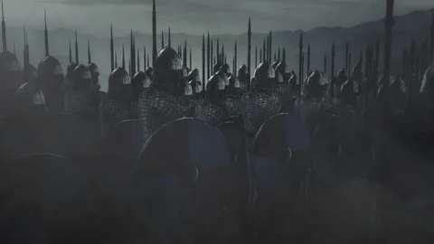 Army of Saxons Armed and Ready for War Stock Footage 119907789