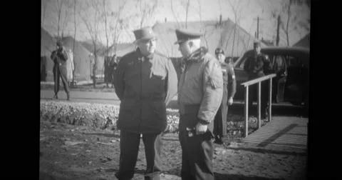 Army secretary Robert Stevens talking to US officer Stock Footage 43392541
