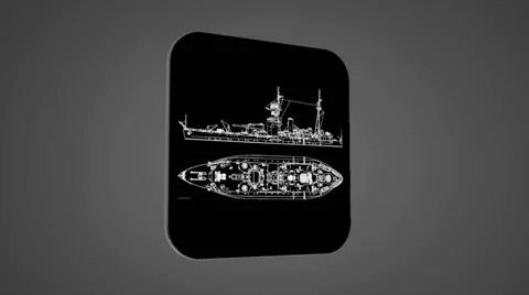 Army ship - Transition Blueprint - grey 02 Stock Footage 62073597
