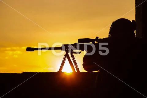 Army sniper seeking enemy Stock Photos