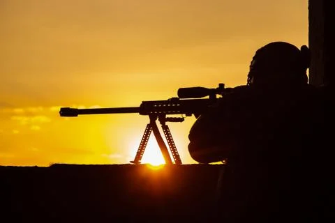 Army sniper seeking enemy Stock Photos