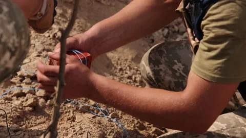 Army soldier, ammunition technical officer, military explosives expert, miner Stock Footage 209963059