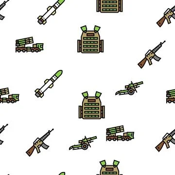 Army Soldier And War Technics Vector Seamless Pattern Illustrazione stock