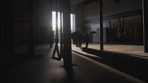 Army Soldier Doing Pushups While Training at Base Camp Video stock 208782804