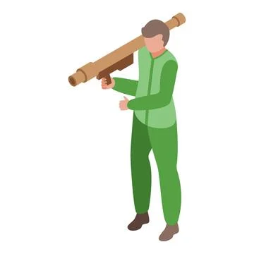 Army soldier icon isometric vector. Piece stinger firearm Stock Illustration