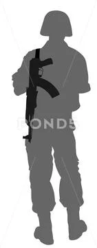 Army soldier with rifle silhouette vector isolated on white: Royalty ...