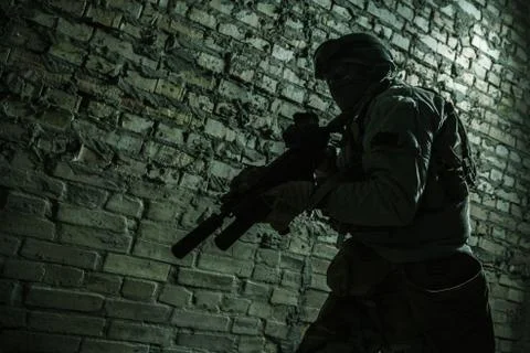 Army soldier with weapons Foto stock