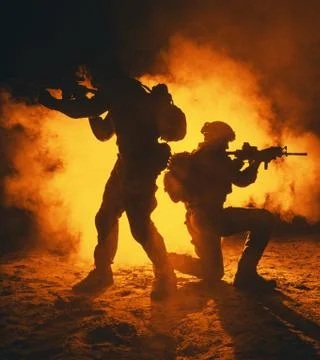 Army soldiers attacking Foto stock