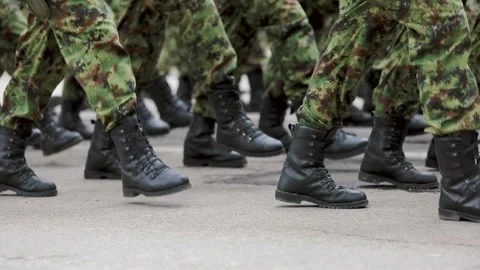 Army soldiers March Military Parade foot... | Stock Video | Pond5