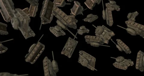Army tank falling 3d animation Video stock 98768006