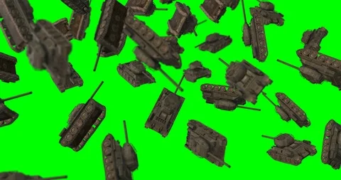Army tank falling 3d animation Video stock 98768173