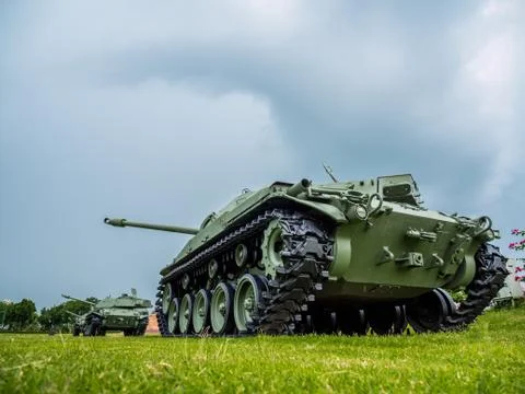 Army tank ground defense and attack Stock Photos