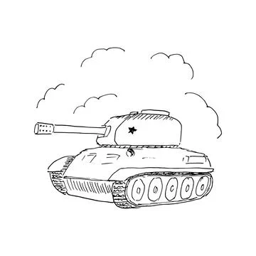 Army Tank Hand drawn. Vector illustration isolated. Stock Illustration