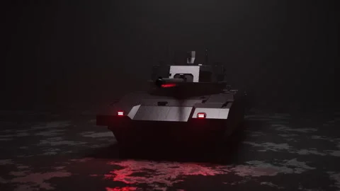 An army tank with red lights Stock Footage 253623799
