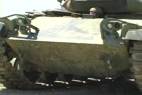 Army Tank rolling, close-up on wheels Stock Footage 451538