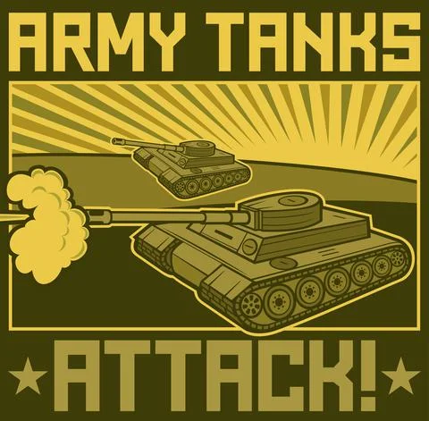 Army tanks attack Stock Illustration