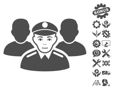 Army Team Vector Icon With Tools Bonus Ilustração Stock