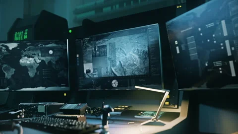 Army tech Analyzing the rival military tanks data found at the base location Stock Footage 255124796