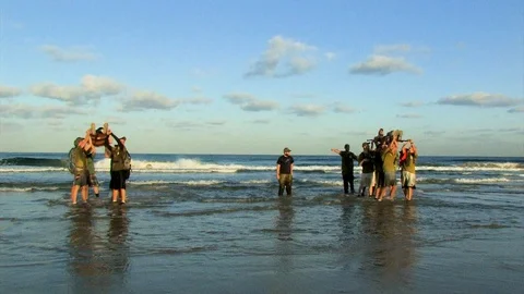 Army training at beach 04 Video stock 89476495