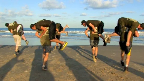 Army training at beach 06 Stock Footage 89476529
