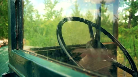 Army van, view from the window on the steering wheel Stock Footage 137441499