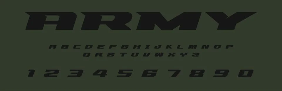 Army Vector Typography Lettering Bold Military Font Design Stock Illustration