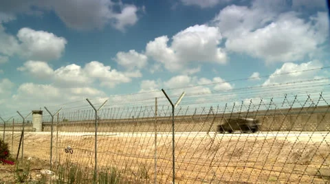 Army Vhicle next to Border Stock Footage 22498120
