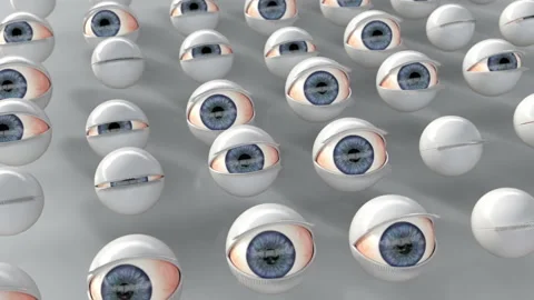 Army of watching artificial eyes Stock Footage 126570465