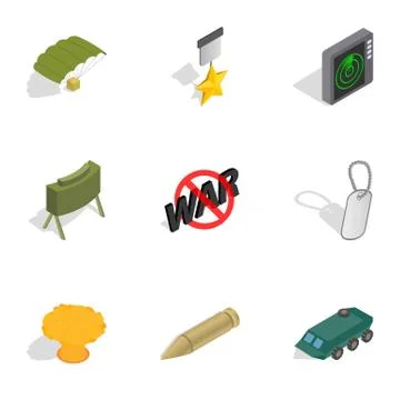 Army weapon icons set, isometric 3d style Illustrazione stock