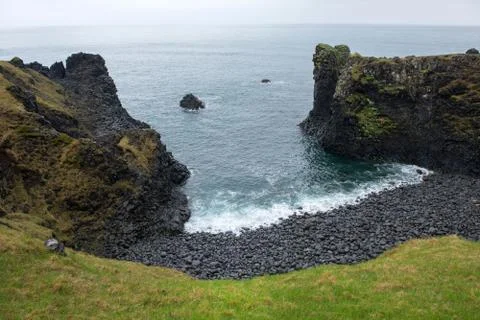 Arnarstapi basalt rock arch formation, Iceland Stock Photos
