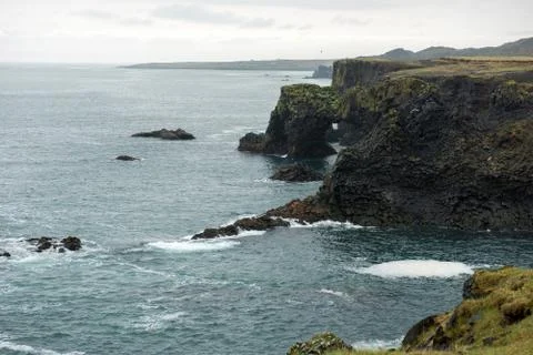 Arnarstapi basalt rock arch formation, Iceland Fotos Stock