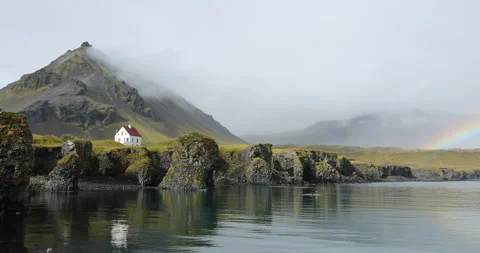 Arnastapi Harbour in Mist, Snarfellsnes Peninsula, Iceland Stock Footage 282680427