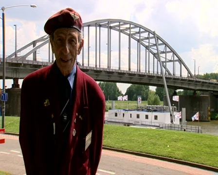Arnhem veteran at the bridge Stock Footage 473475