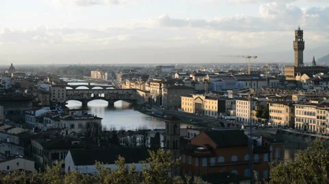 Arno River and Ponte Vecchio, Florence, Italy, EU, Europe Stock Footage 63428126