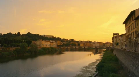 The Arno river in the Florance at the sunset time Stock Footage 61503116