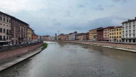 Arno River Waterfront View in Pisa, Italy Stock Footage 329960497