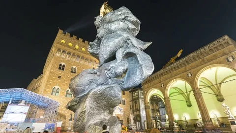 Arnolfo tower of Palazzo Vecchio timelapse hyperlapse Firence 스톡 동영상 85128162