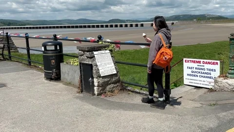 Arnside, UK 19 June 2024; River Kent Estuary, Pier and sands at low tide Stock Footage 277748206