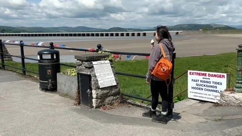 Arnside, UK 19 June 2024; River Kent Estuary, Pier and sands at low tide Stock Footage 277748224