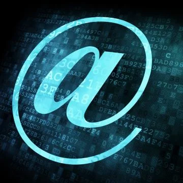 Arobase symbol on digital screen Stock Illustration