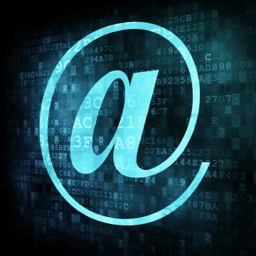 Arobase symbol on digital screen Stock Illustration