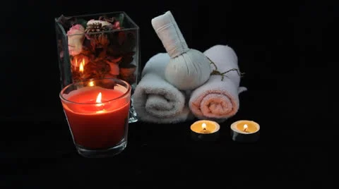 Aroma candle and spa setting Stock Footage 25852851