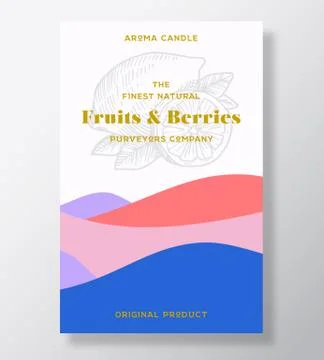 Aroma candle vector label template. Fruits and berries scent from local citrus Stock Illustration
