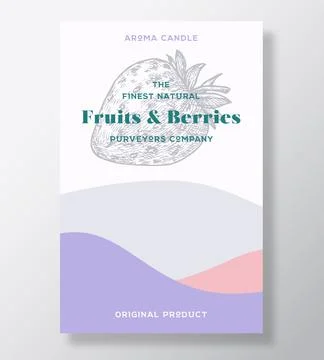 Aroma candle vector label template. Fruits and berries scent from local Stock Illustration